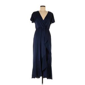 Nicole Miller New York Navy Blue Long Ruffle Cocktail Dress - S